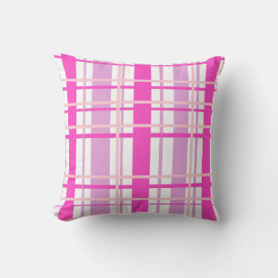 Coussin décoratif à carreaux roses et blancs