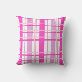 Coussin décoratif à carreaux roses et blancs