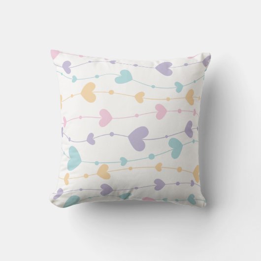 Coussin décoratif à cœurs pastel rêveurs (Recto)