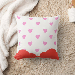 Coussin Décoratif à Cœurs Roses Romantiques