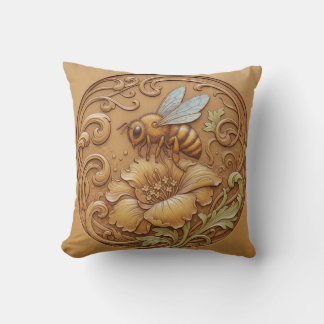 Coussin décoratif à effet de sculpture sur bois