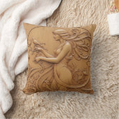 Coussin décoratif à effet de sculpture sur bois (Couverture)