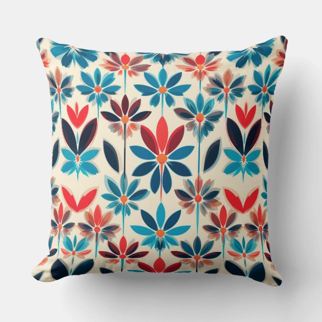 Coussin décoratif à fleurs bleues pour décoration  (Recto)