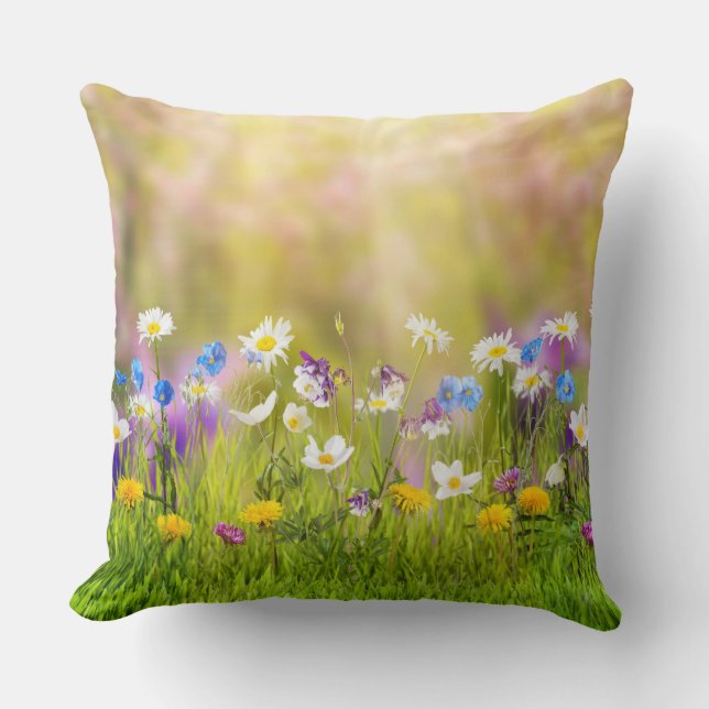 Coussin décoratif à fleurs de printemps (Recto)