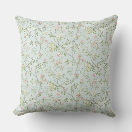 Coussin décoratif à fleurs douces avec fond vert m (Recto)