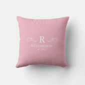Coussin décoratif à monogramme rose blush (Verso)
