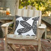 Coussin décoratif à motif abstrait de coeur noir (Chaise)