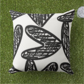 Coussin décoratif à motif abstrait de coeur noir (Herbe)