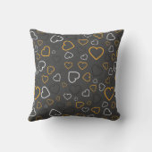 Coussin décoratif à motif Cœurs Jaune Gris Bonheur (Verso)