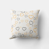 Coussin décoratif à motif Cœurs Jaune Gris Heureux (Verso)