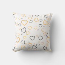 Coussin décoratif à motif Cœurs Jaune Gris Heureux