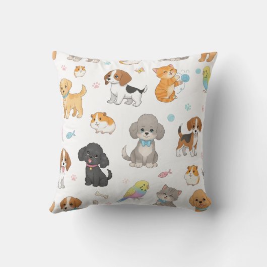 Coussin décoratif à motif d'animaux mignons (Verso)