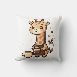 Coussin décoratif à motif de girafe expressif en t