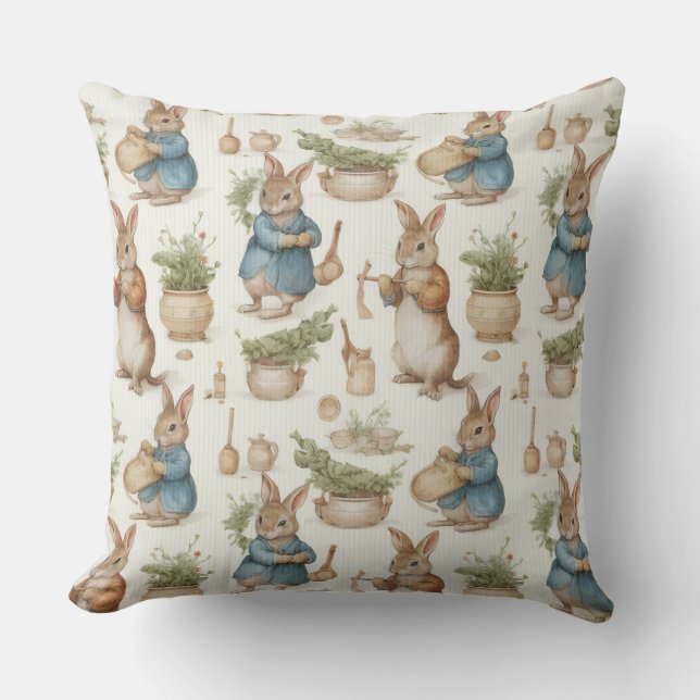 Coussin décoratif à motif de lapin (Recto)