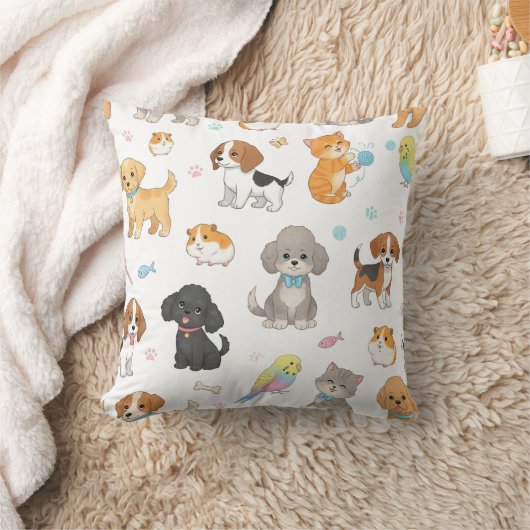Coussin décoratif à motif de petits animaux mignon (Couverture)