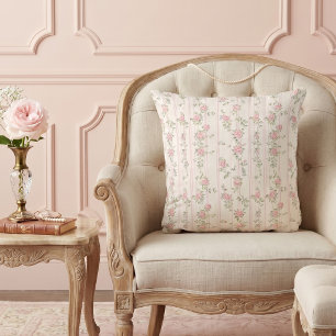 Coussin décoratif à motif de rose florale rose