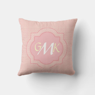 Coussin décoratif à motif rose monogrammé