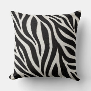 Coussin décoratif à motif zèbre Animal noir et b