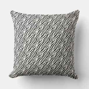 coussin décoratif à rayures de zèbre noir et blanc