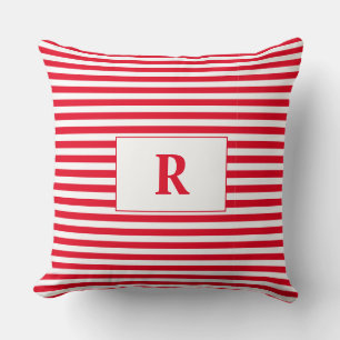 Coussin décoratif à rayures rouges et blanches ave