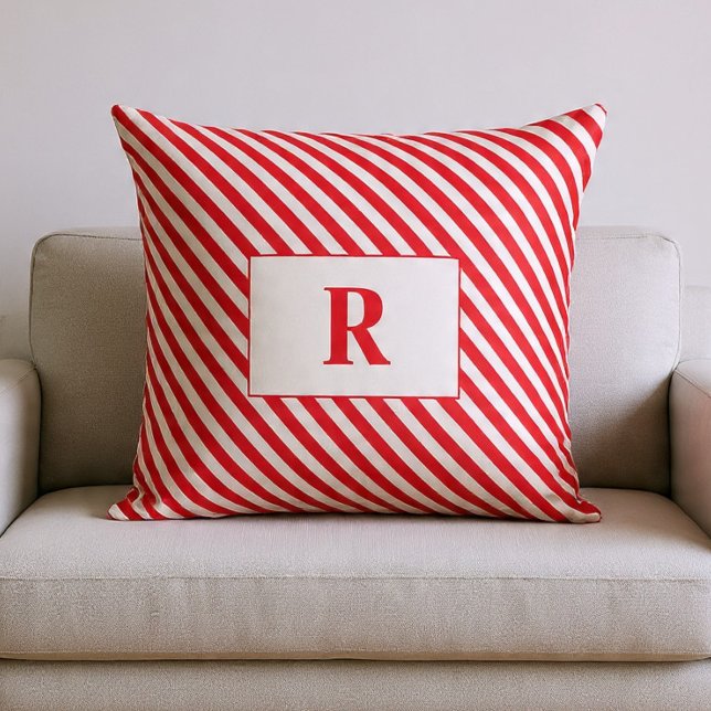 Coussin décoratif à rayures rouges et blanches ave (Créateur téléchargé)