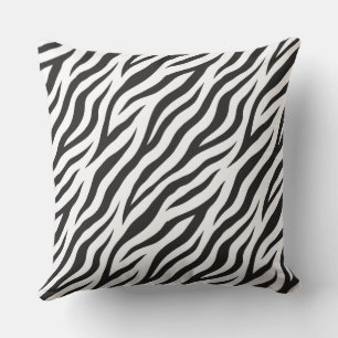 coussin décoratif à rayures zèbre noir et blanc