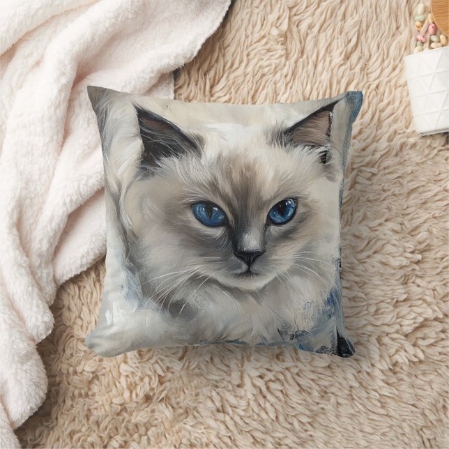Coussin décoratif à visage de chat Ragdoll - Aquar (Couverture)