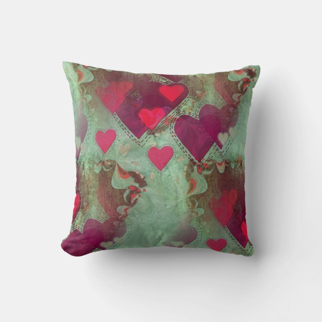 Coussin décoratif abstrait à cœurs flottants d'amo (Recto)
