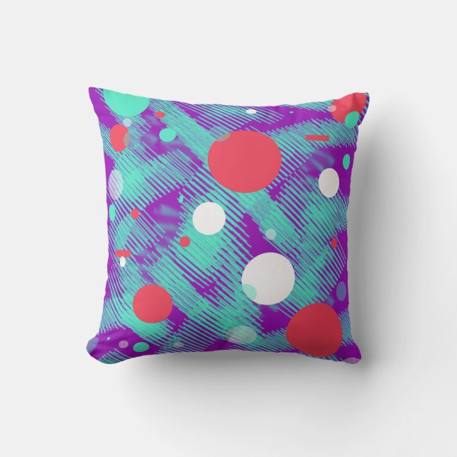 Coussin décoratif abstrait violet, turquoise et co (Recto)