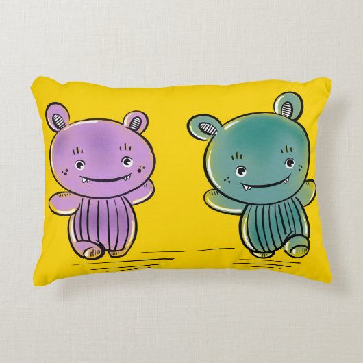 Coussin Décoratif Amis Monstres Mignons (Devant)