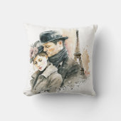 Coussin décoratif Amour à l'aquarelle pour couples (Recto)