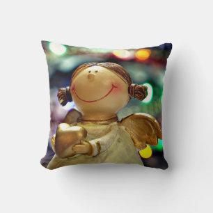 Coussin décoratif Ange de Noël et Lumières Colorée