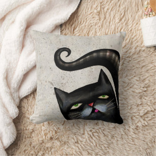 COUSSIN DÉCORATIF ART CHAT NOIR