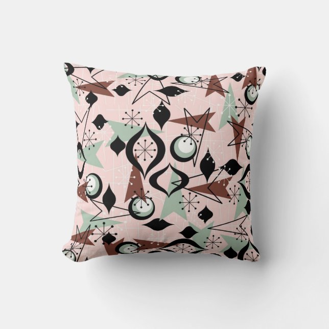 Coussin décoratif Atomic, rose, noir et aqua Fifti (Recto)