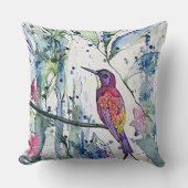 Coussin décoratif au colibri aquarelle (Recto)
