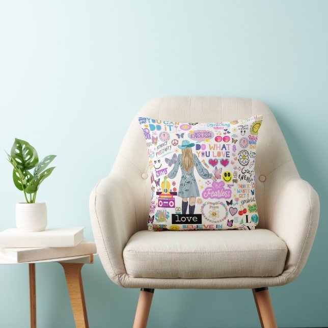 COUSSIN DÉCORATIF AUX AFFIRMATIONS INSPIRÉES DE CO (Chaise)