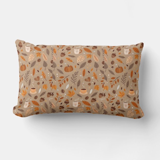Coussin décoratif aux feuilles d'automne et citrou (Recto)