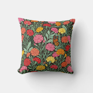 Coussin décoratif aux oeillets fantaisistes et pap
