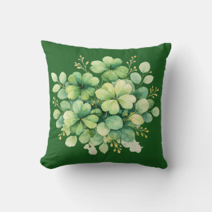 Coussin décoratif aux pousses de bouquet de trèfle