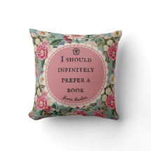 Coussin décoratif avec citation de Jane Austen Fle