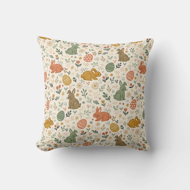 Coussin décoratif avec de mignons lapins de printe (Recto)