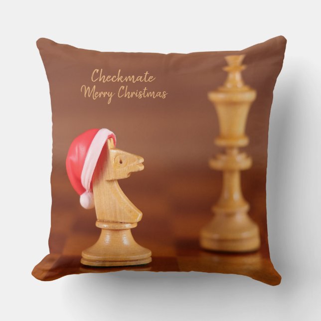 Coussin décoratif avec image d'échecs pour Noël (Recto)