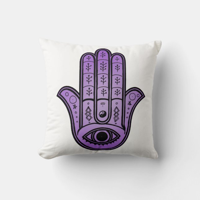 Coussin décoratif avec motif de main de Hamsa (Recto)