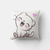 Coussin décoratif avec petit chaton blanc mignon (Recto)