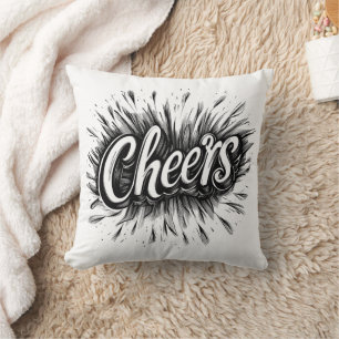 Coussin décoratif avec typographie élégante "Cheer