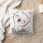 Coussin décoratif avec un petit chaton blanc migno (Couverture)