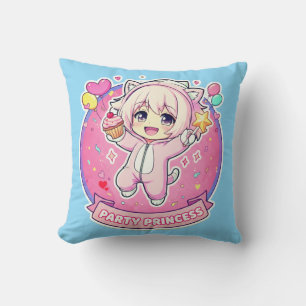 Coussin décoratif avec une mignonne fille anime ch