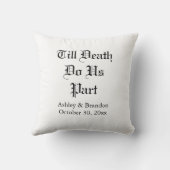 Coussin décoratif blanc 'Jusqu'à la mort' (Verso)