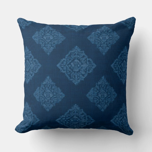 Coussin décoratif bleu jeté (Recto)