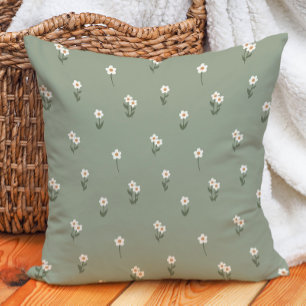 Coussin Décoratif Boho Ditsy Floral Cottagecore Vert